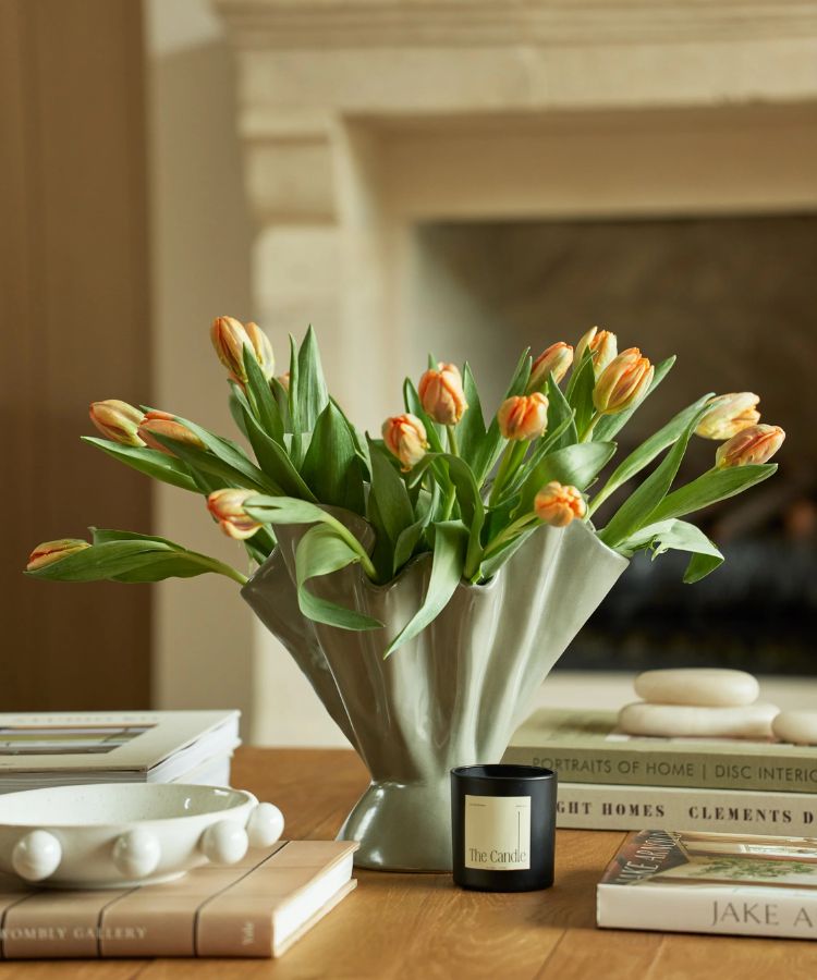 Ruffled Stoneware Vase
