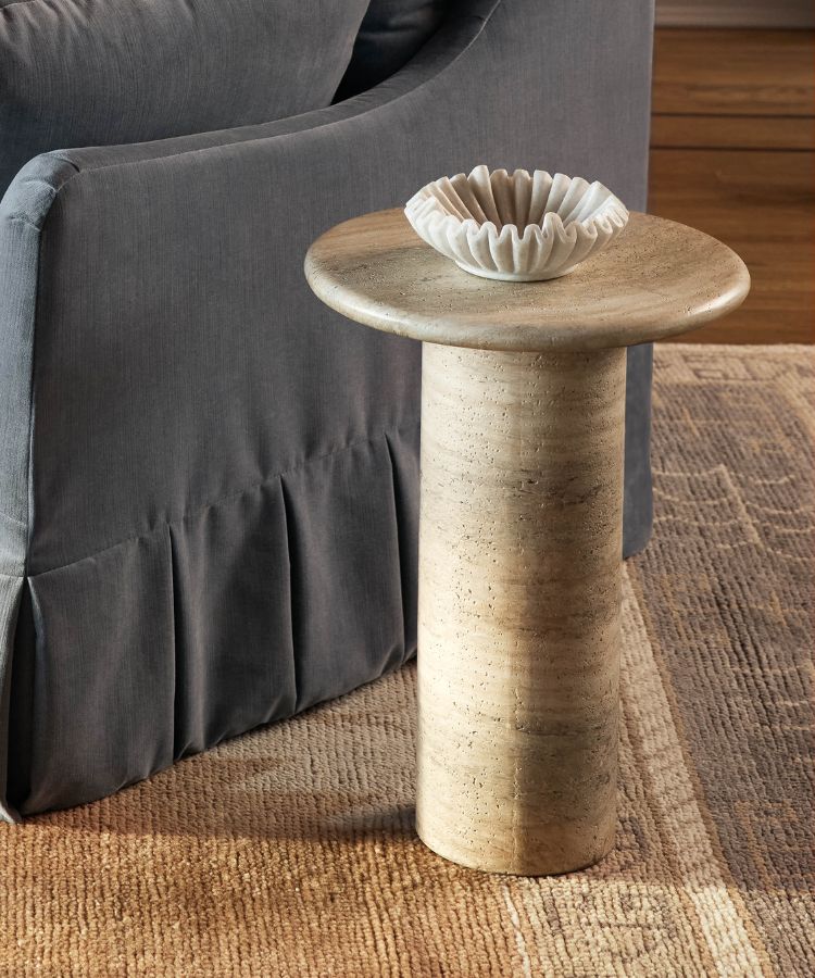 Faux Travertine Indoor/Outdoor Drink Table
