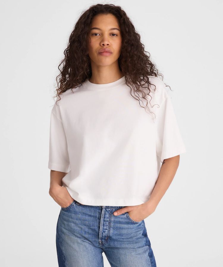 Boxy Crop Tee in Allday Jersey