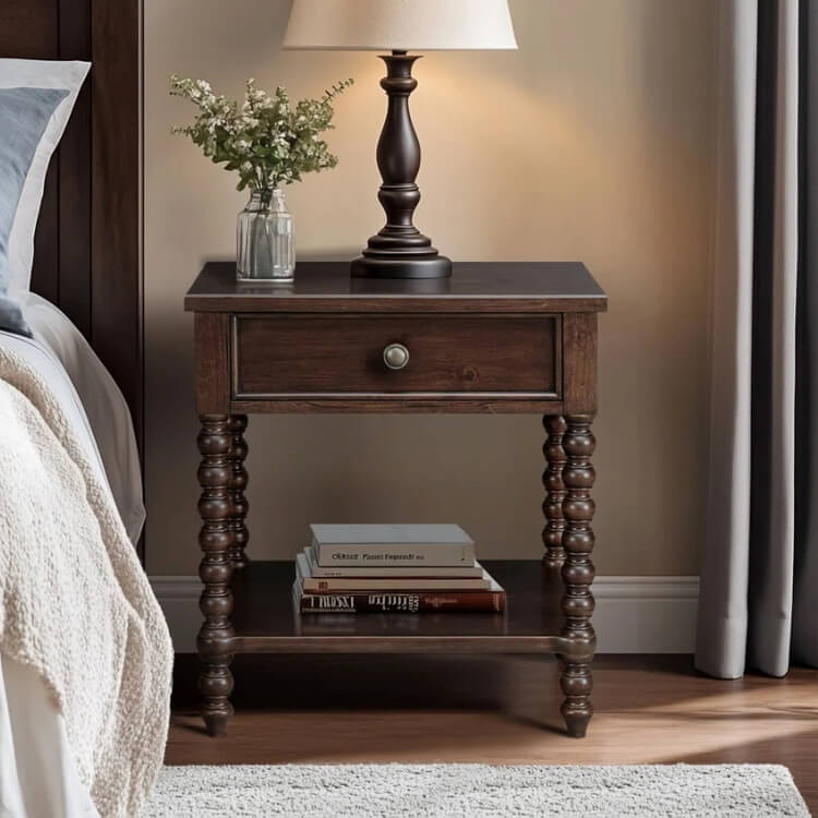 Wood Spindle Nightstand