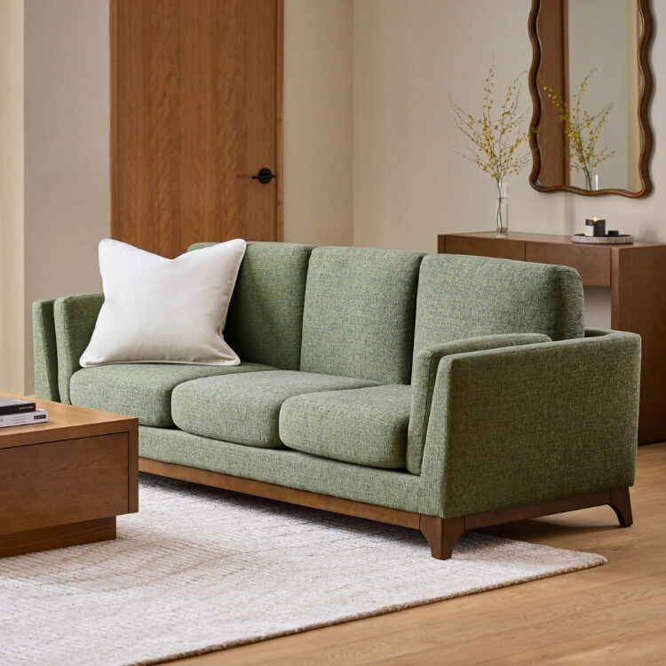 Wooden Base Fabric Sofa