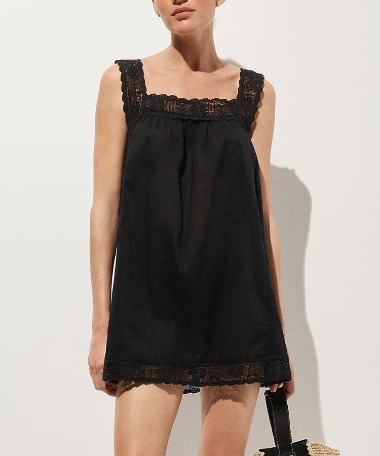 Lace-Trim Mini Beach Dress
