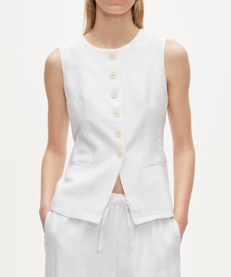 Linen Cutaway Vest Top