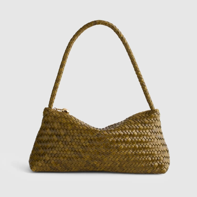 Woven Mini Zip Shoulder Bag