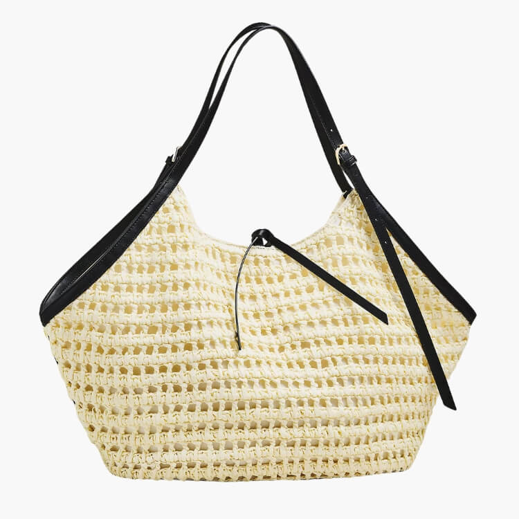 Raffia Winged Hobo Bag