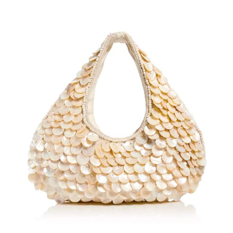 Shell Embellished Slouchy Hobo Bag