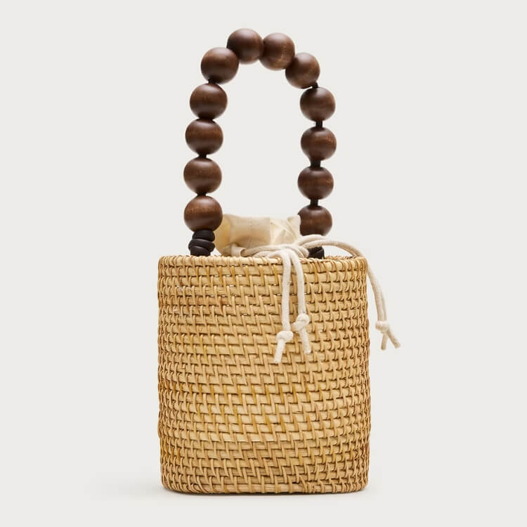 Handknotted Rattan Bucket Bag