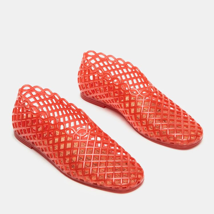 Red Square-Toe Jelly Flat