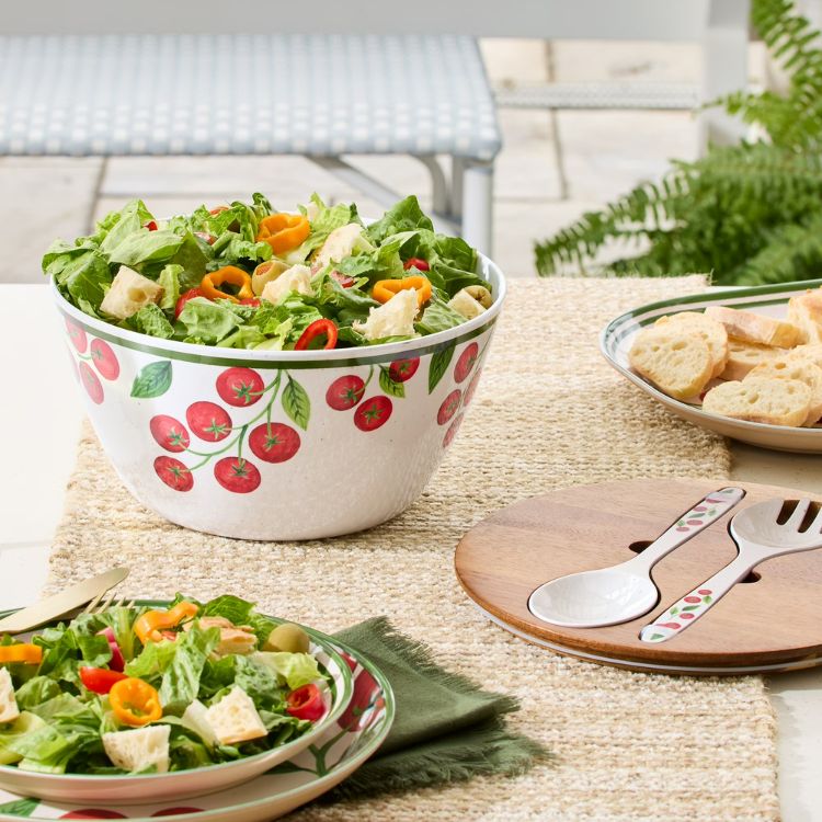 Melamine Salad Serving Bowl and Utensil Set