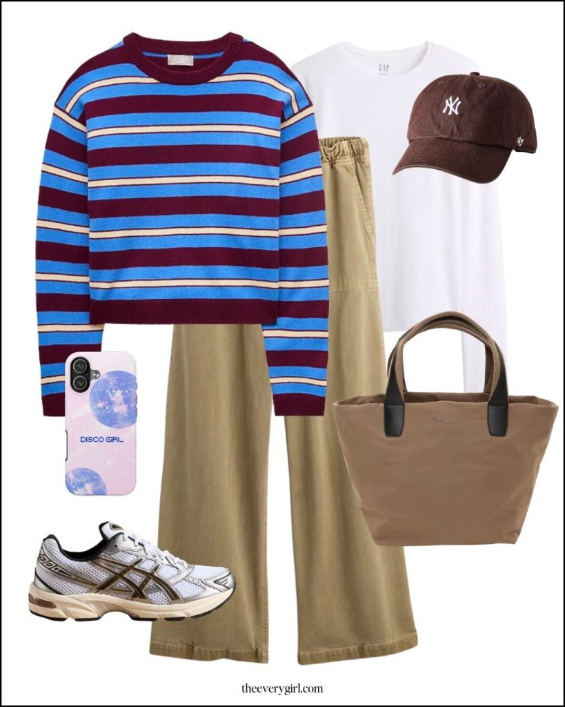 pull on pants and striped sweater