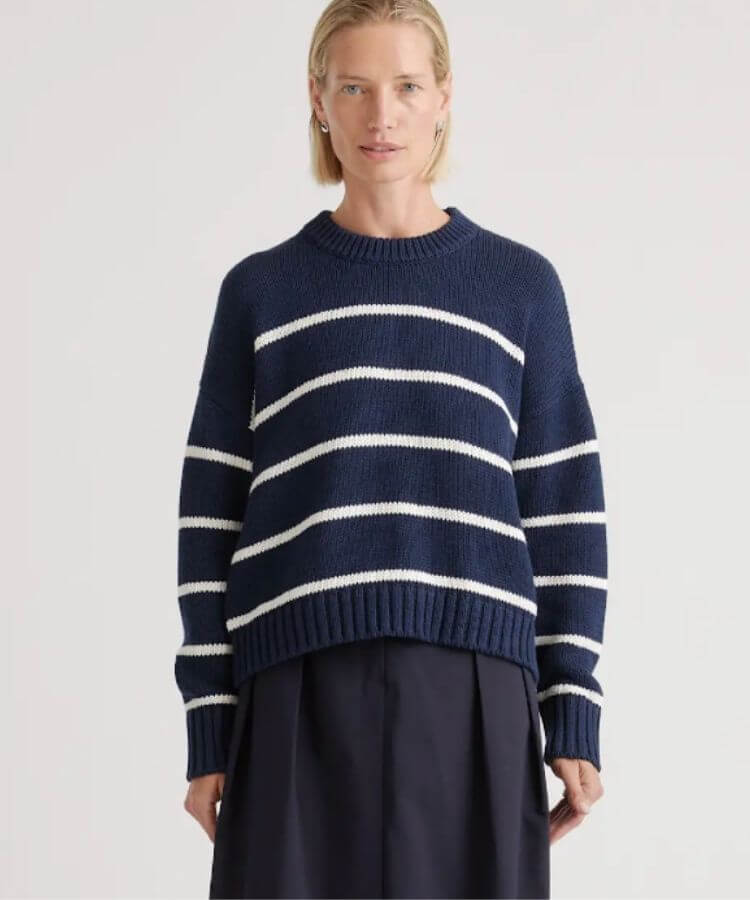 Striped Organic-Cotton Crew