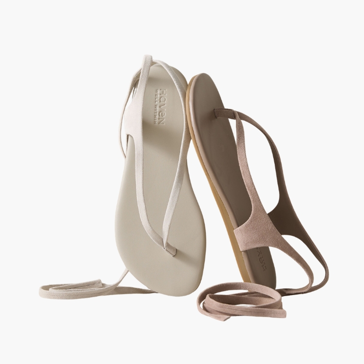 Suede Wrap-Up Thong Sandals