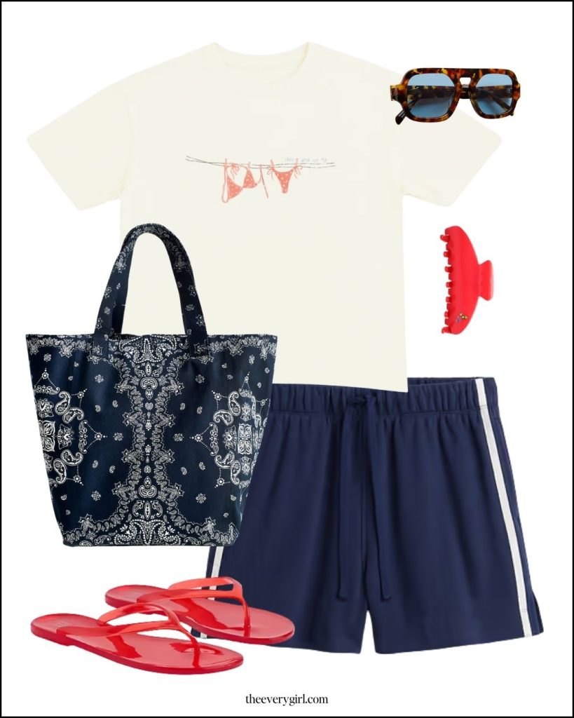 graphic tee and track shorts outfit