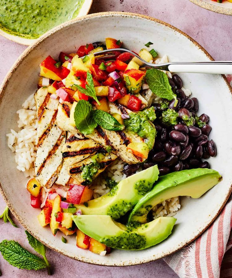 grilled halloumi bowls summer dinner recipe