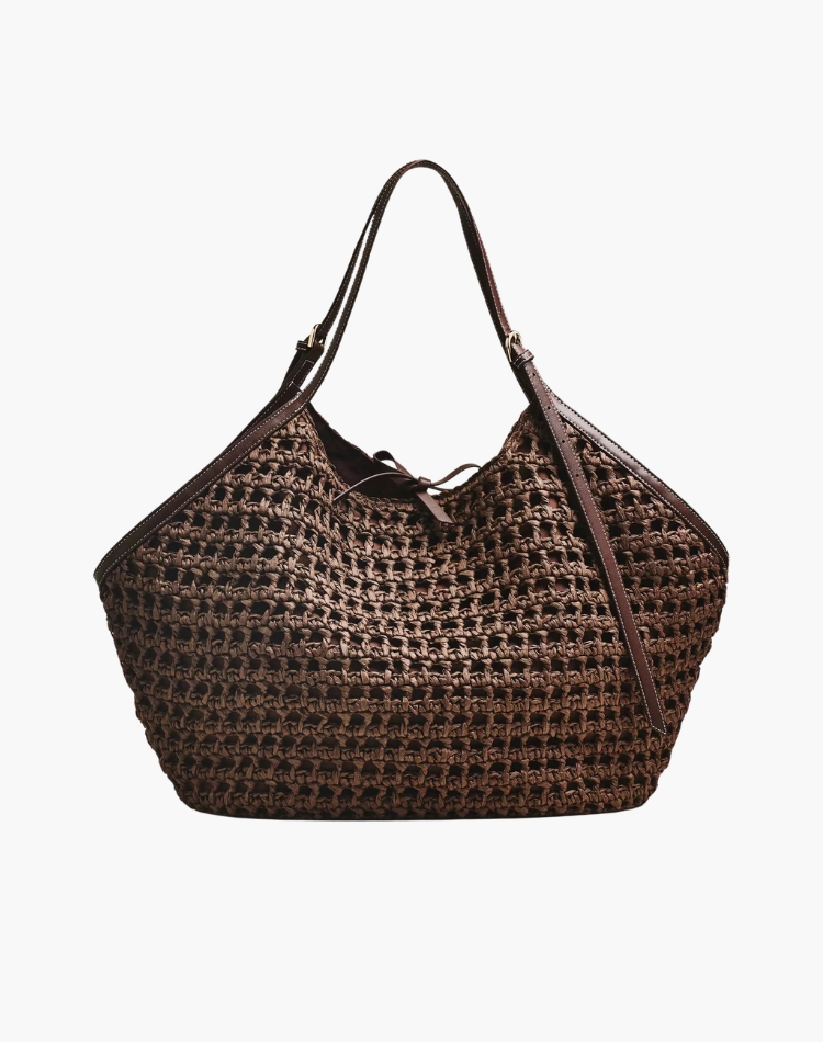 Raffia Winged Hobo Bag