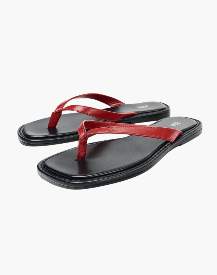 Contrast Leather Sandals