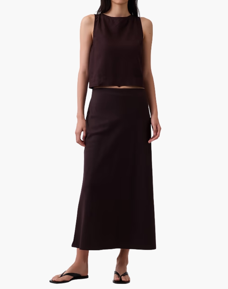 Linen-Blend Maxi Skirt