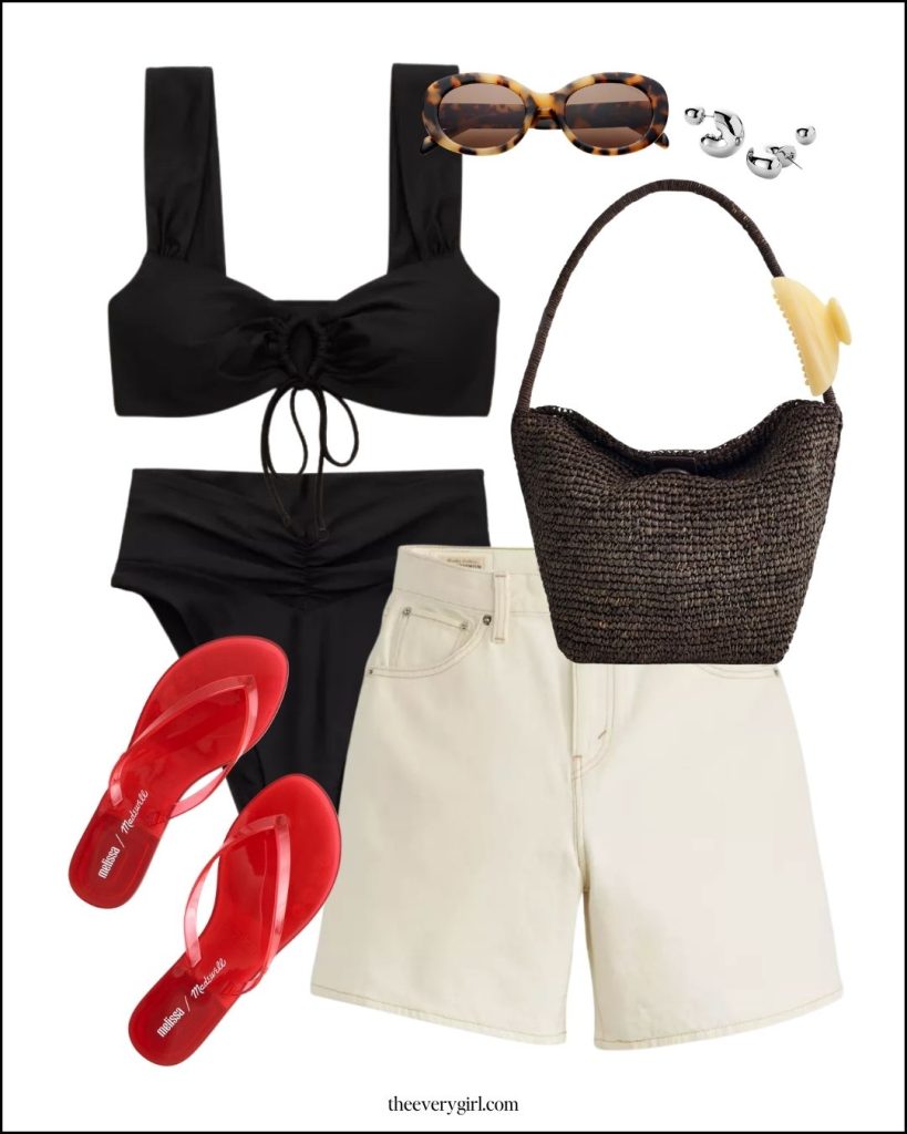 swimsuit and jean shorts outfit