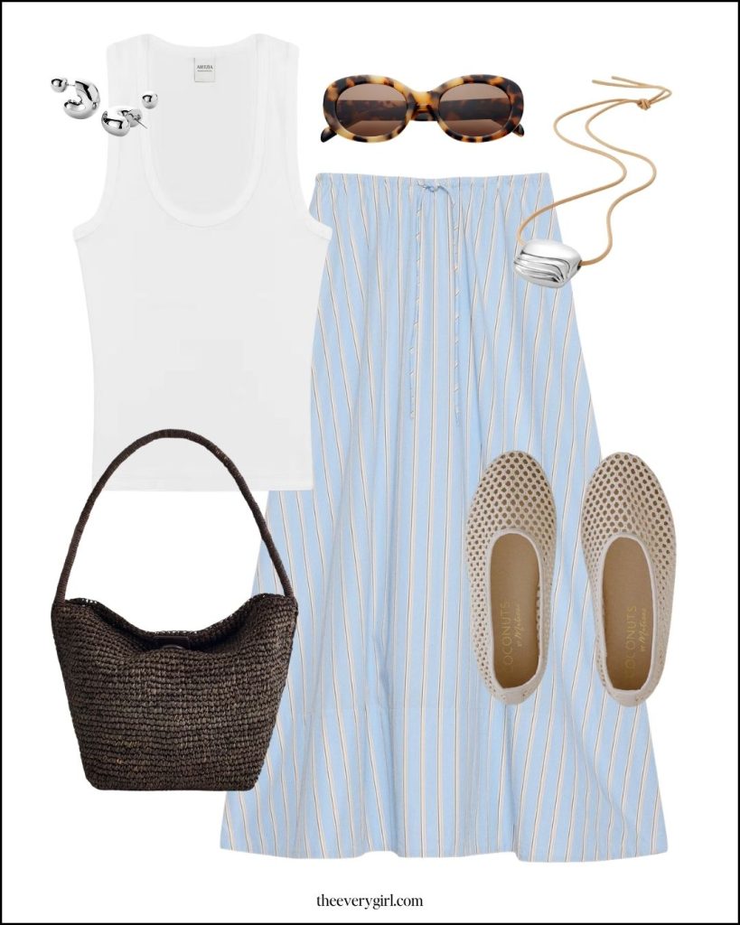 tank and maxi skirt summer capsule wardrobe outfit