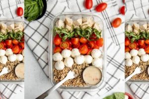 caprese grain bowl meal prep lunch idea