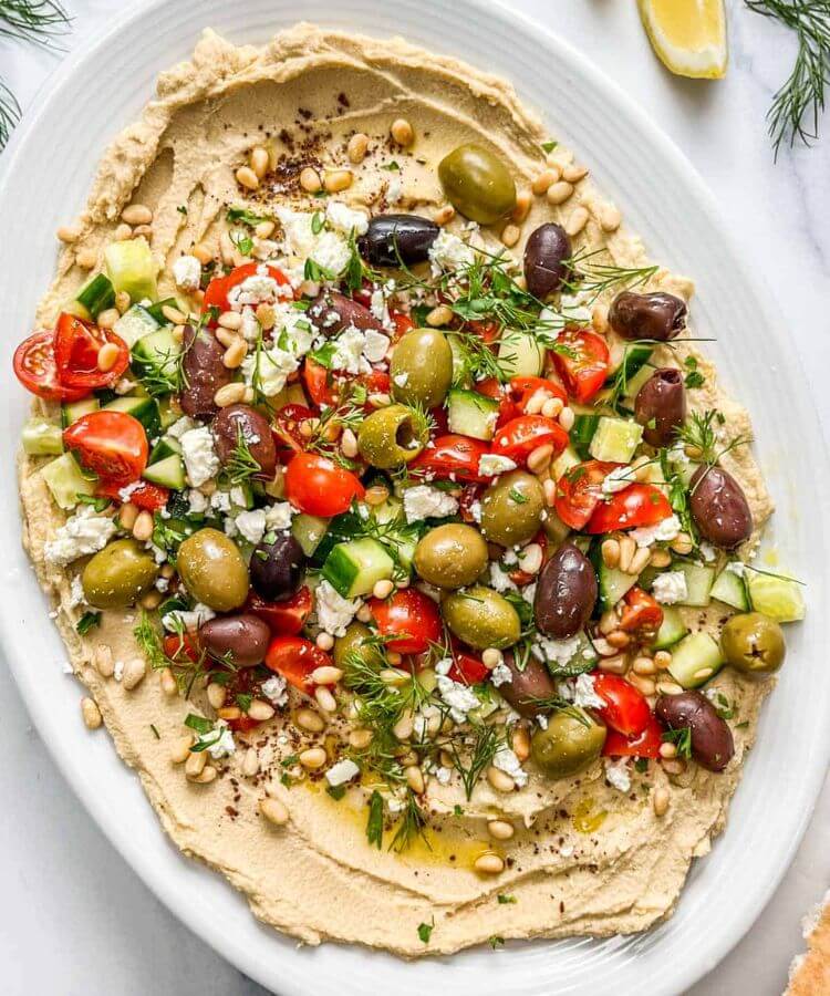 loaded greek hummus no cook recipe