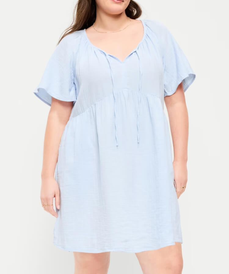 Flutter-Sleeve Mini Swing Dress