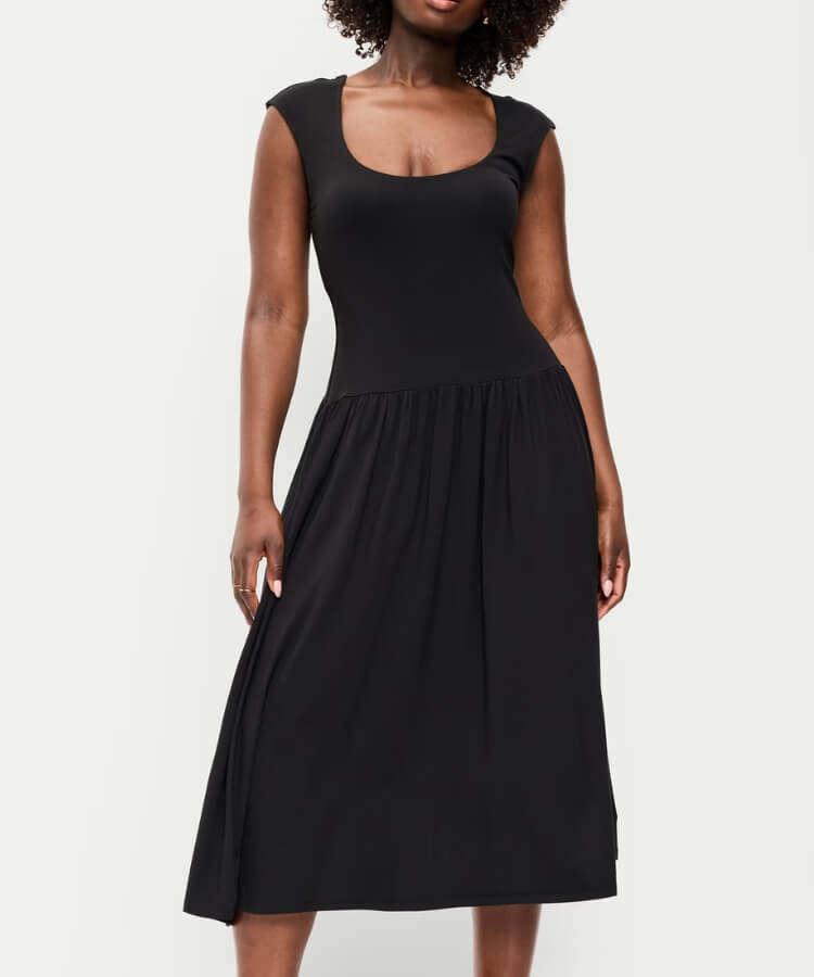 Knit Drop-Waist Midi Dress