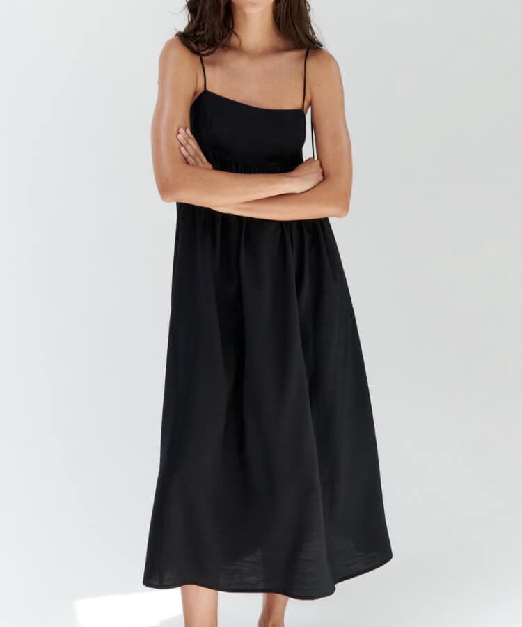 Tie-Shoulder Midi Dress