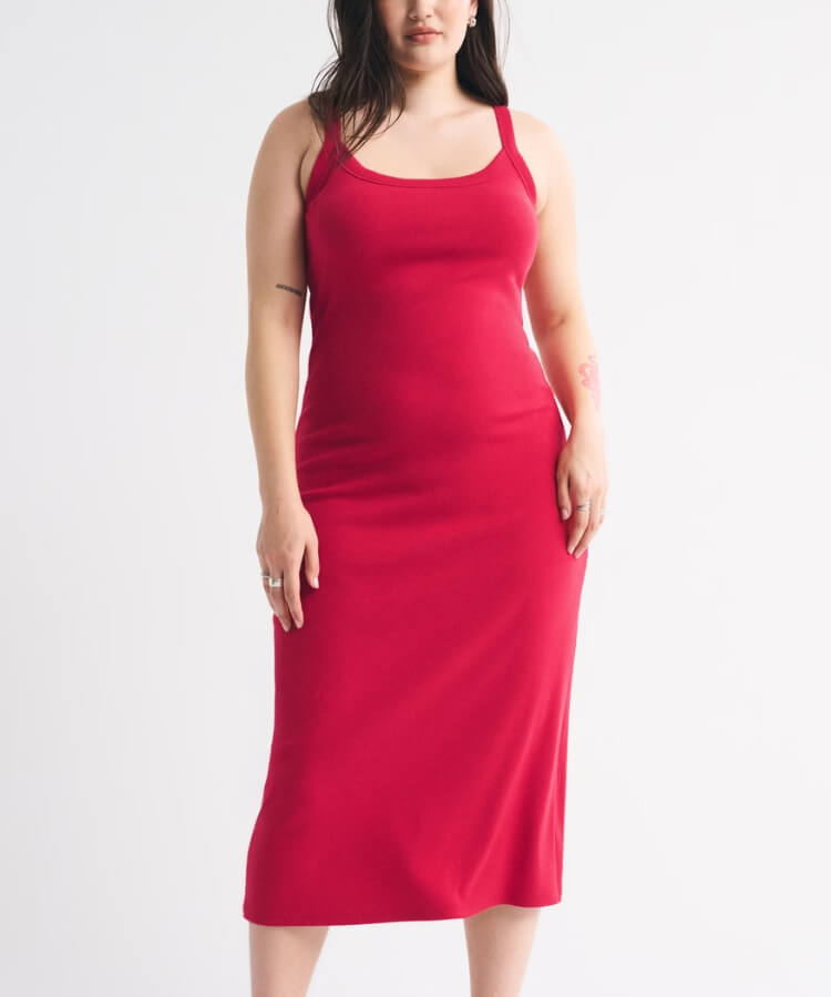Bra-Free 90s Rib Midi Dress