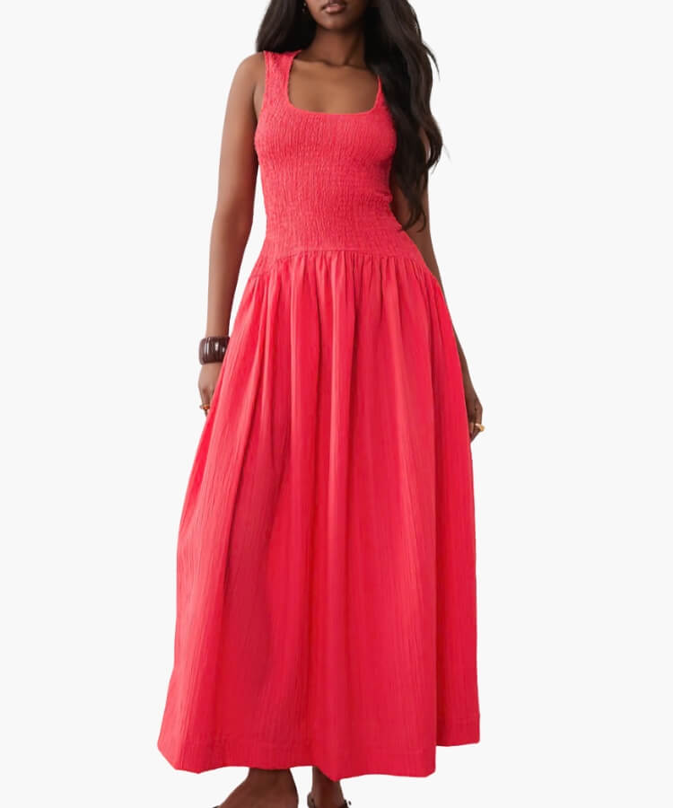 Shirred-Waist Maxi Sundress