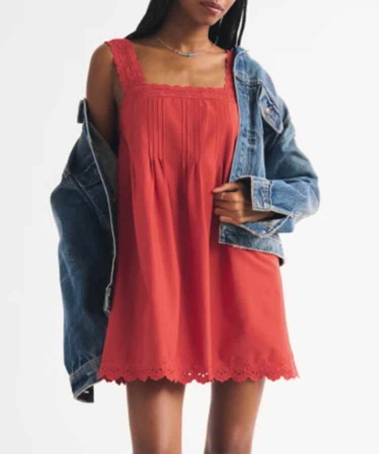 Lace-Trim Easy Mini Dress