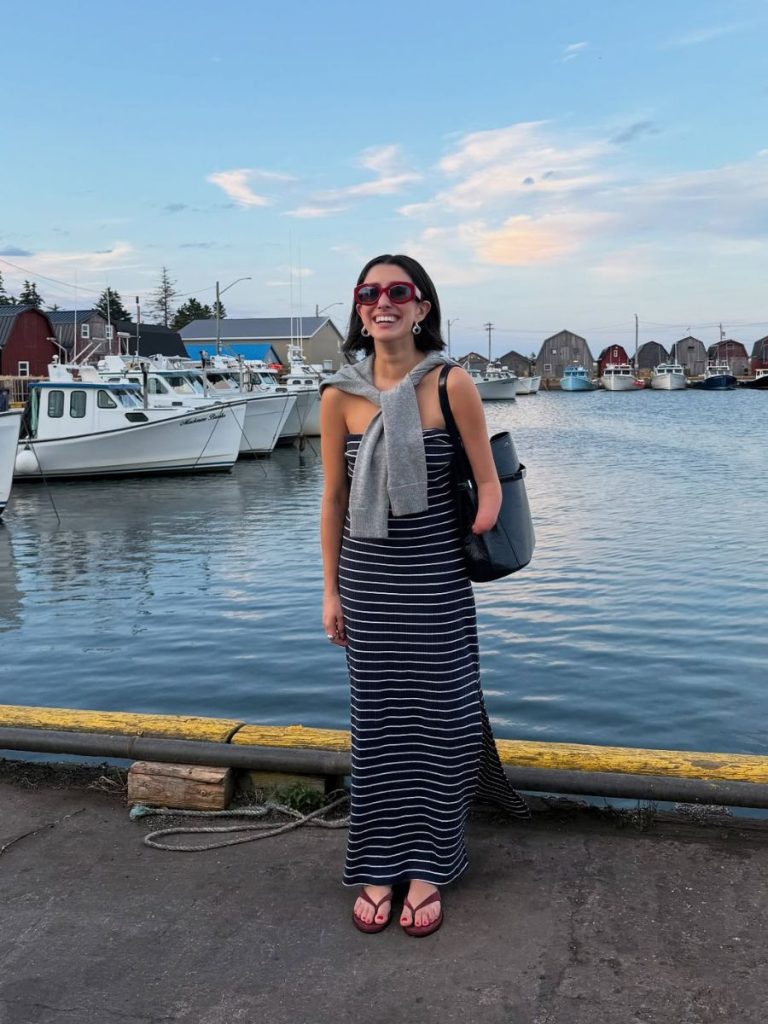 striped maxi dress