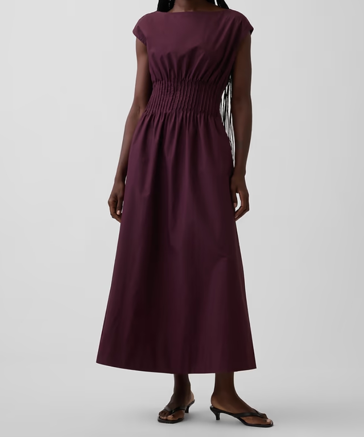 Poplin Pintuck Maxi Dress