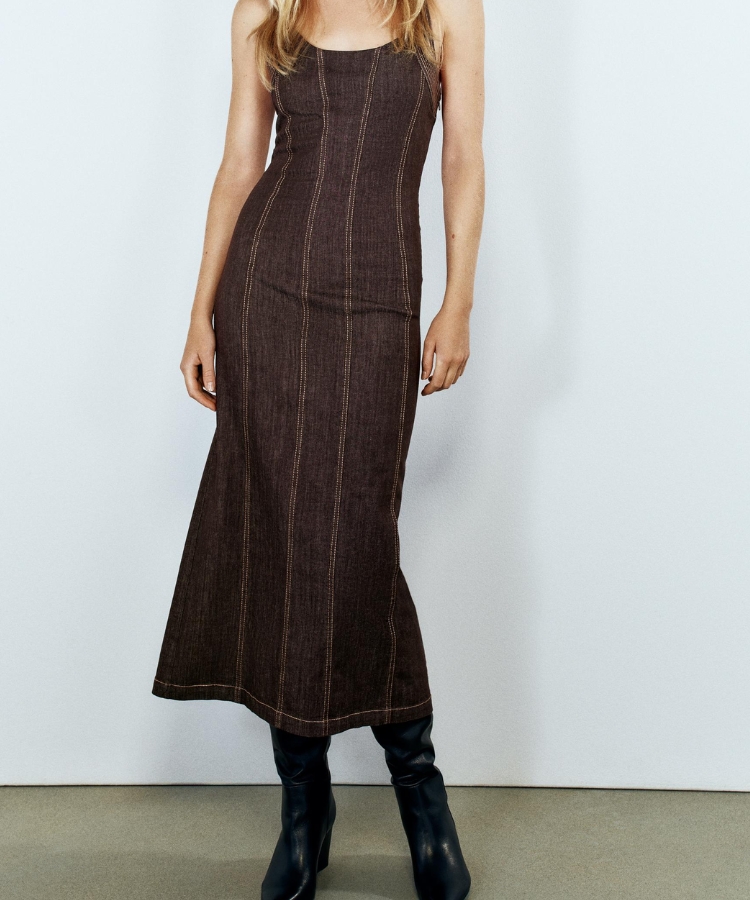 Denim Midi Halter Dress