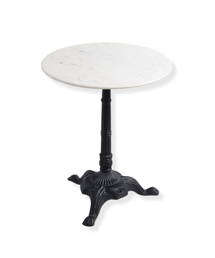 Marble and Black Metal Bistro Table