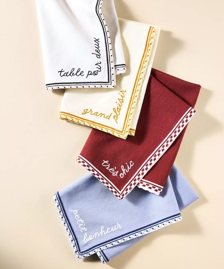 Embroidered Cotton Napkins, Set of 4