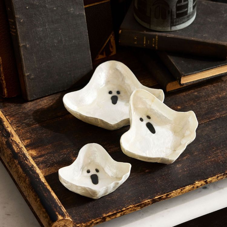 Capiz Ghost Catchall Trays, Set of 3
