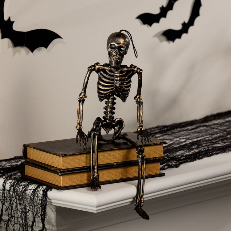 Antique Gold Posable Skeleton Decor