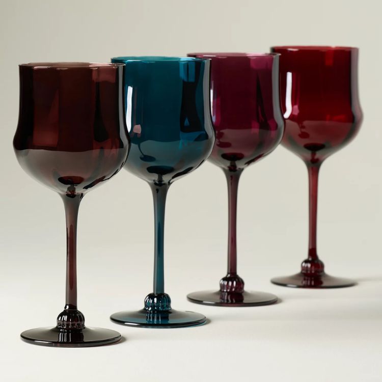 Jewel Tone Wine Glasses, Set of 4
