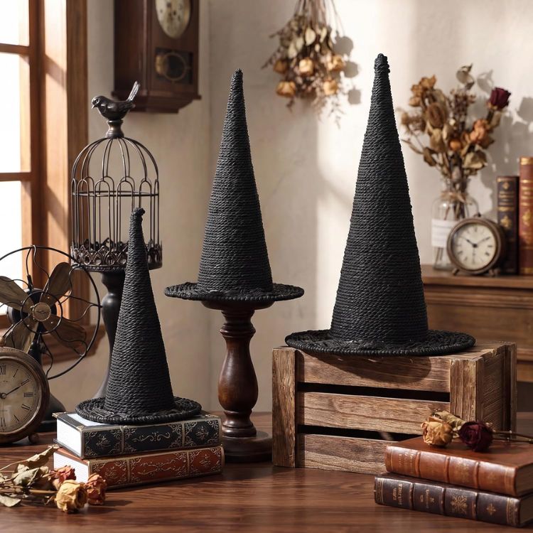 Rattan Witch Hat, Set of 3