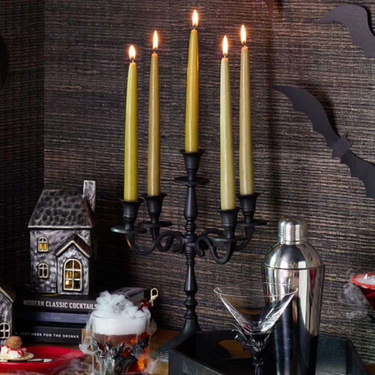 Matte Black Metal Taper Candelabra