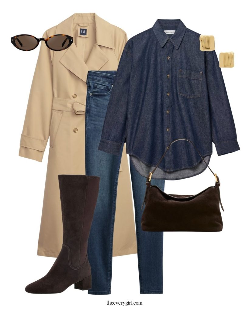 denim on denim skinny jeans outfit