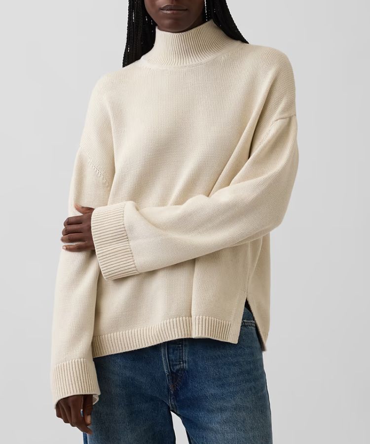 100% Cotton Oversized Mockneck Sweater