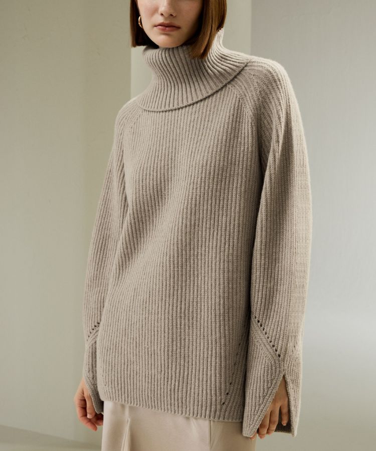 Oversized Merino Wool Sweater with Slit Sleeves