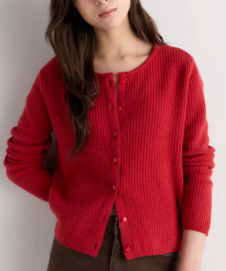 100% Yak Soft Rib Crew Cardigan
