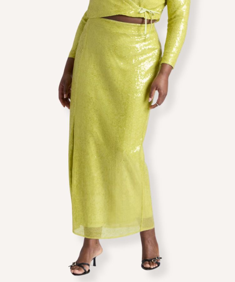 Sequin Column Midi Skirt