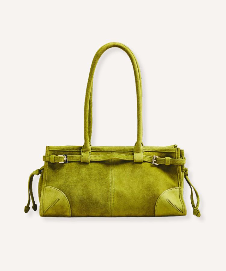 Suede East West Shoulder Bag