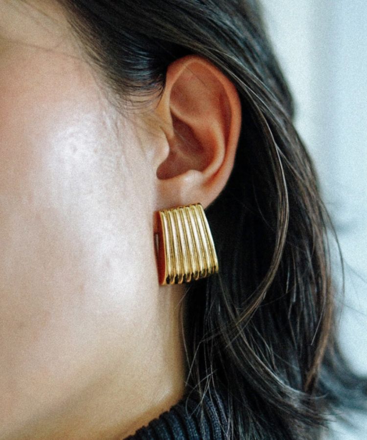 Gold Rectangle Earrings