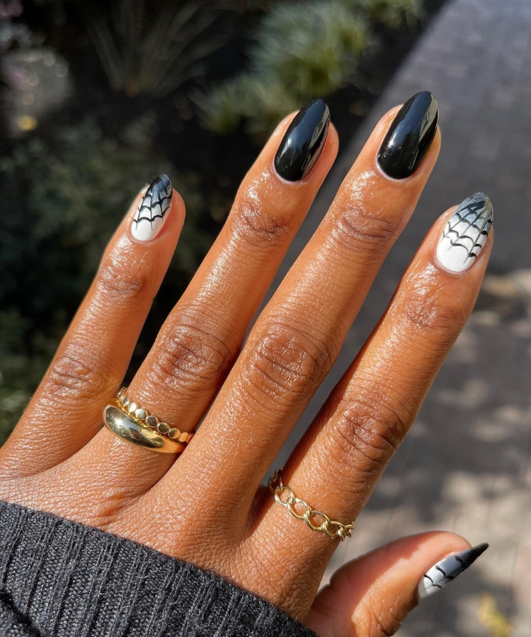 black and white halloween nail ideas