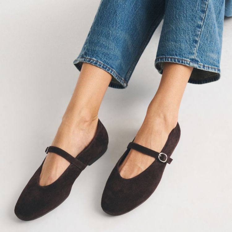 Suede Mary Jane Flats